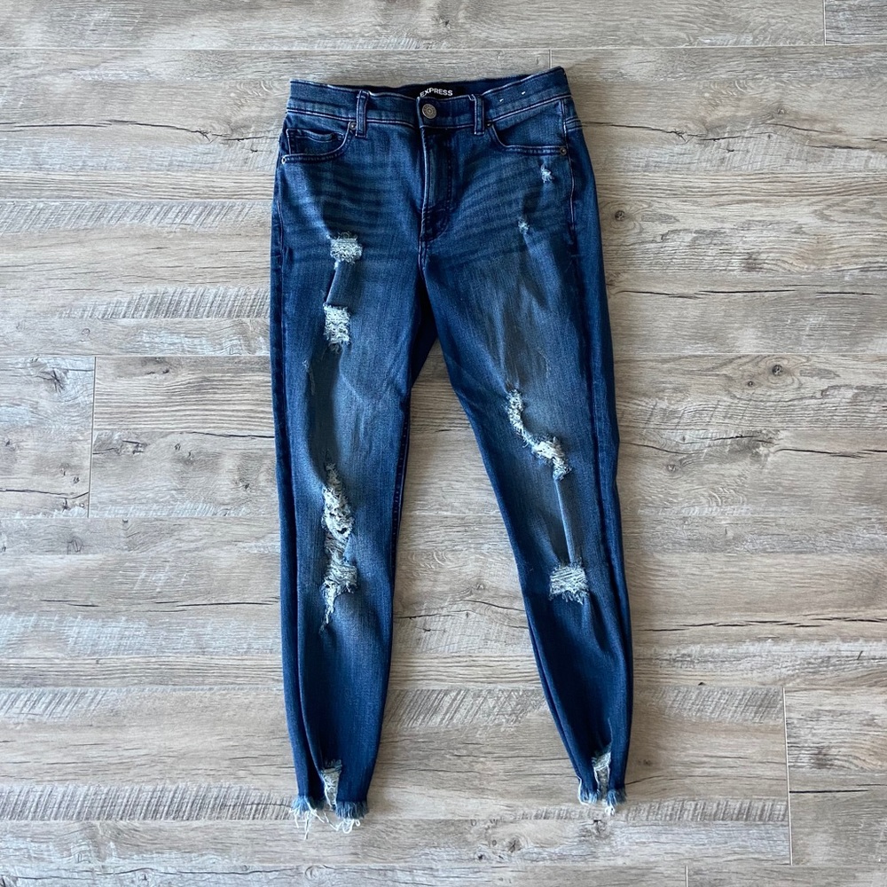 Express dark denim ripped jeans